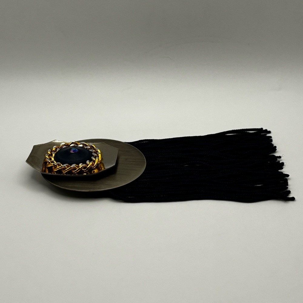 Handmade Mixed Metal Geometric Tassel Brooch – Avant Garde Statement Pin - Picture 9 of 12